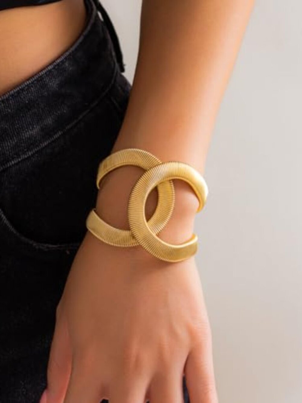 Chunky Cuff Bracelets for Women Wide Gold